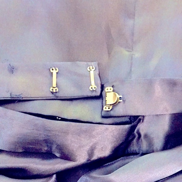 CM Couture Women’s Elegant Navy Blue Silk Tiered Trumpet Maxi Gown Dress Size 6 - Picture 7 of 9